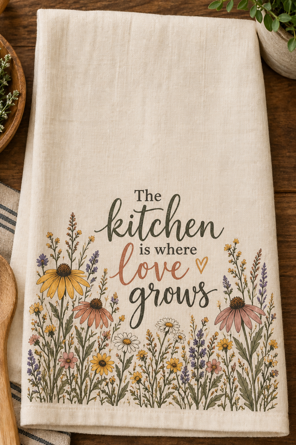 Love Grows in the Kitchen Tea Towel